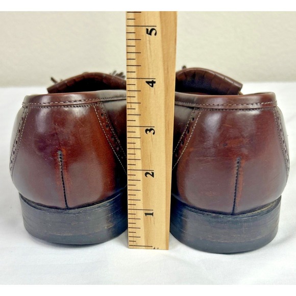 Johnston & Murphy Optima Sz 9.5 C Brown Leather Tassels Wing Tip Slip On Preppy - Picture 7 of 13